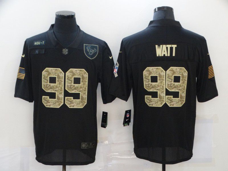 Men Houston Texans 99 Watt Black Camo Lettering 2020 Nike NFL Jersey